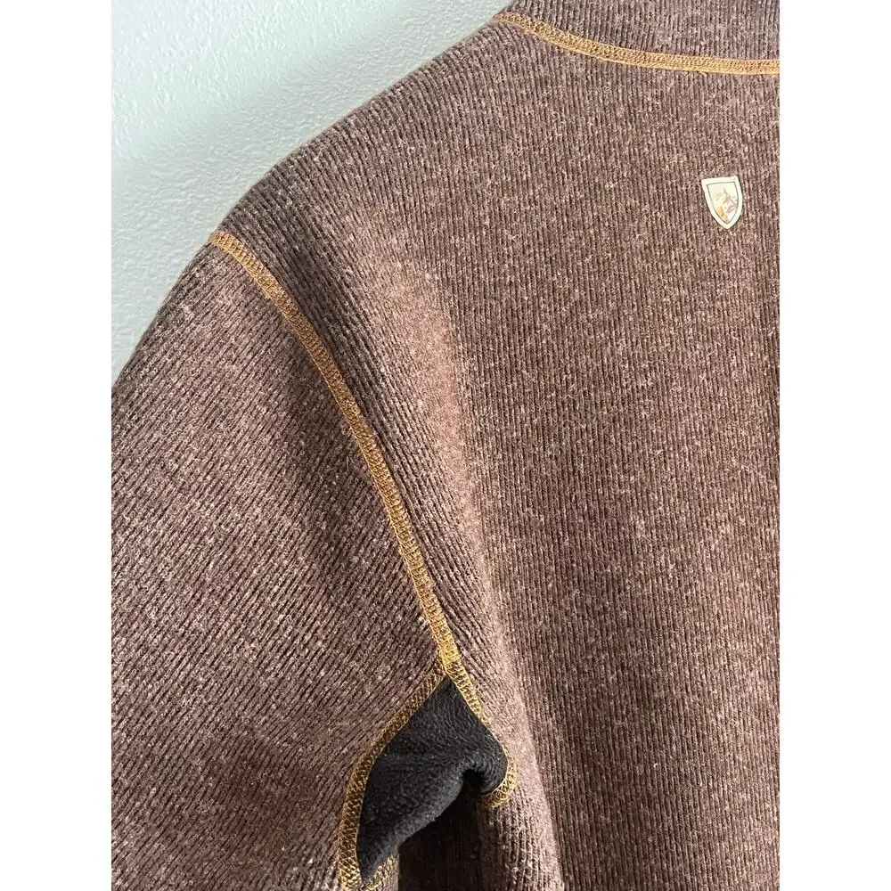 Kuhl Thermokore Temperature Regulating Men L Chocolate Brown Quarter Zip Sweater
